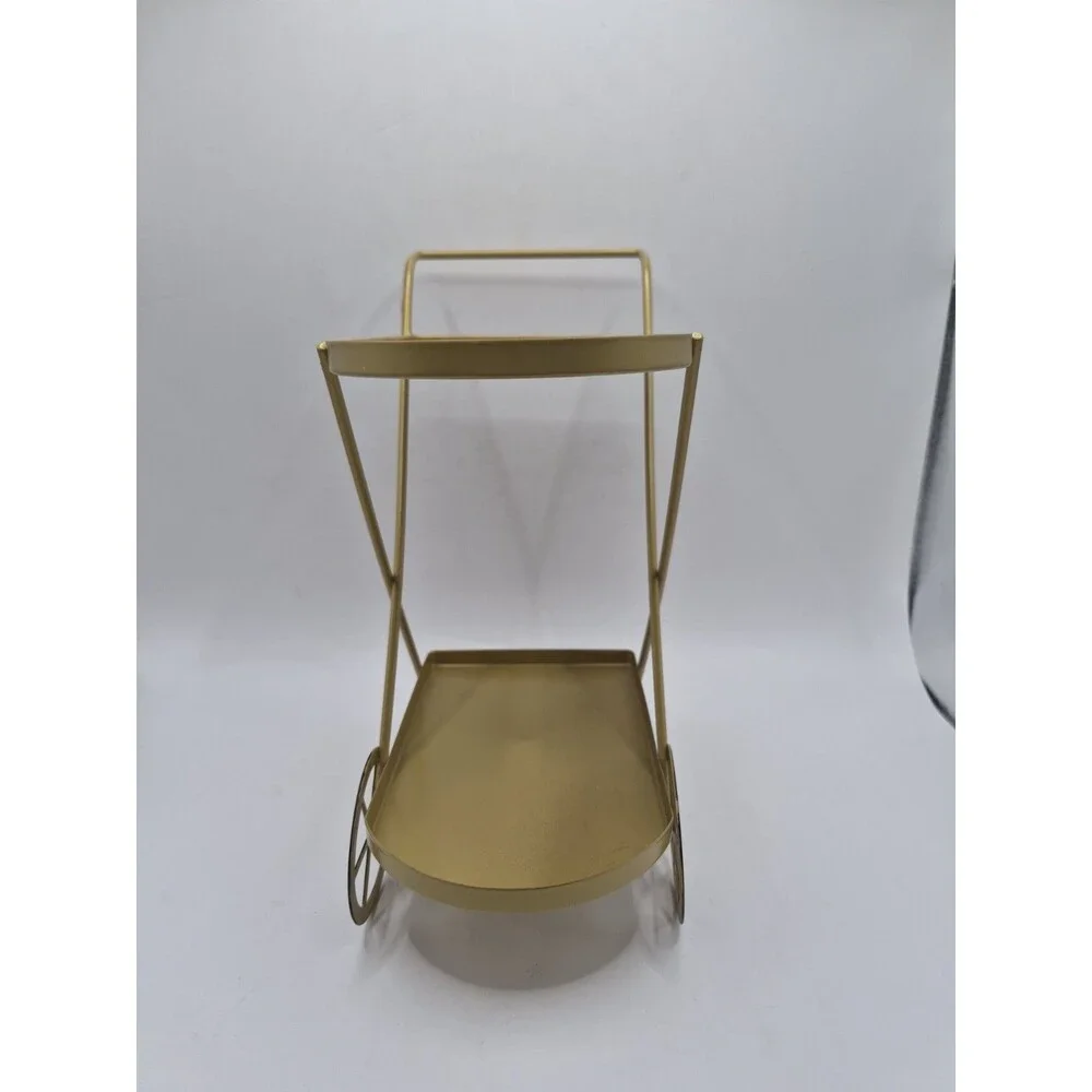 Bullseye Playground Gold 2-Tier Mini Coffee Bar Cart Kitchen Decor Metal